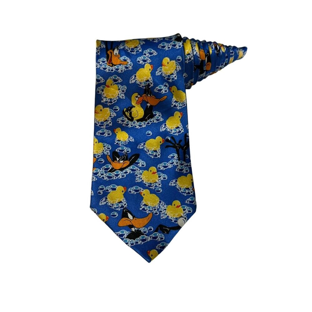 Looney Tunes Daffy Duck Rubber Ducks Cartoon Rare Vintage Necktie 100% Silk